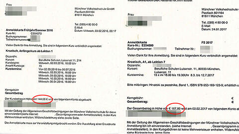 Vorher: 144 Euro. Nachher: 167 Euro.