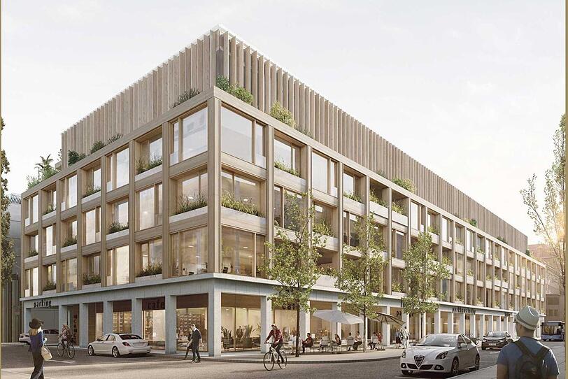 Das zukünftige unterirdische Parkhaus mit Büros. Das zukünftige unterirdische Parkhaus mit Büros.