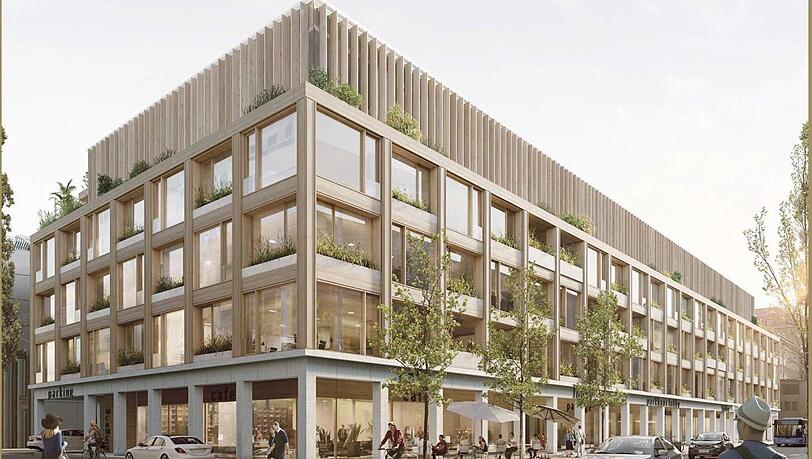 Das zukünftige unterirdische Parkhaus mit Büros. Das zukünftige unterirdische Parkhaus mit Büros.
