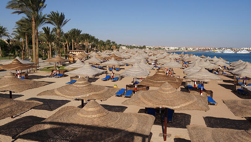 Der Strand von Hurghada in Ägypten. Hier ereignete sich die Messerattacke. Der Strand von Hurghada in Ägypten. Hier ereignete sich die Messerattacke.