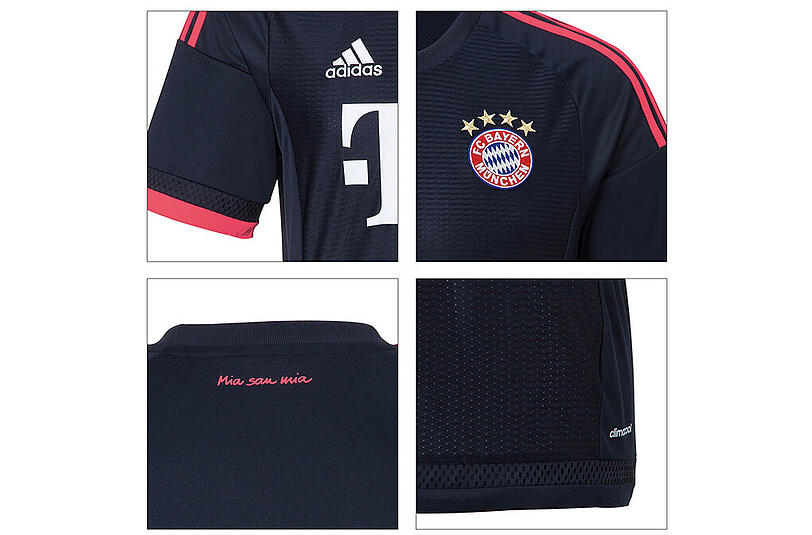 So sieht das Champions League Trikot für die Saison 15/16 aus. Die Bilder aus dem FCB-Onlineshop.