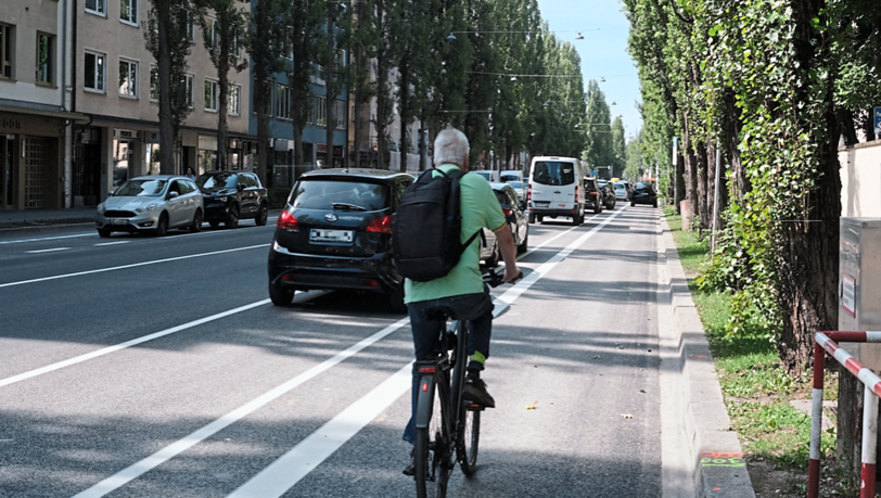 Der neue Radweg an der Lindwurmstra&szlig;e.