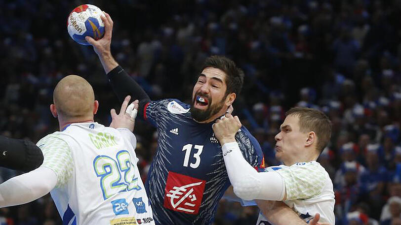 Nikola Karabatic (M) und seine Franzosen setzten sich souverän gegen Slowenien durch.