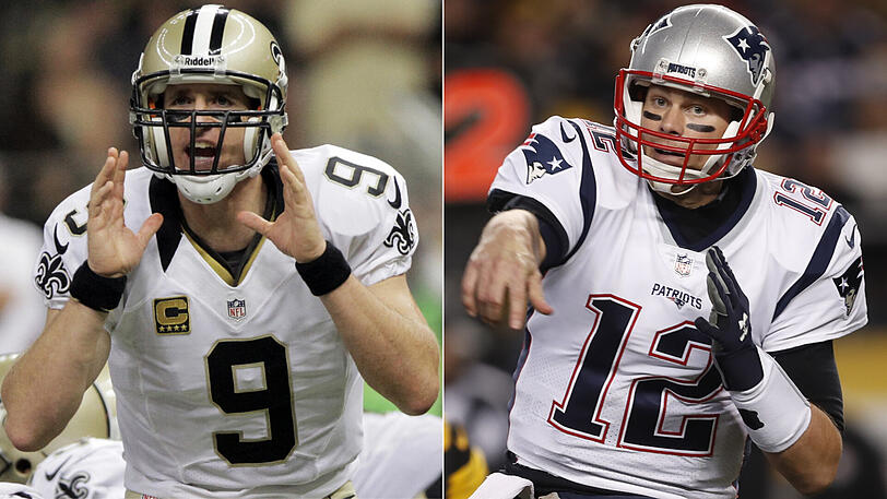 Zwei Altstars, die es nochmal wissen wollen: Der 39-jährige Drew Brees (links, New Orleans) und Tom Brady (41, New England).