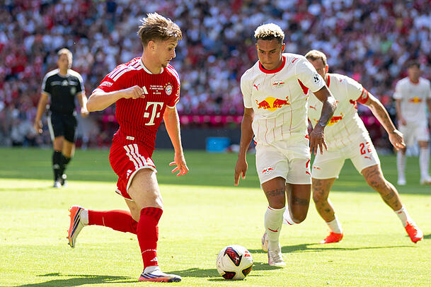 Gegen RB Leipzig auf der Außenbahn unterwegs: Talent Tim Binder. Gegen RB Leipzig auf der Außenbahn unterwegs: Talent Tim Binder.