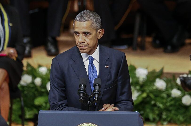 Barack Obama auf der Gedenkfeier für die ermordeten Polizisten von Dallas.