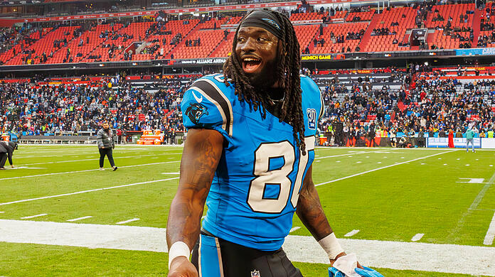 Ian Thomas von den Carolina Panthers, beim Munich Game der NFL.