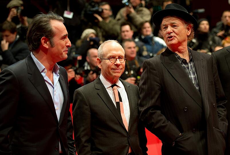 Die Schauspieler Jean Dujardin (l), Bob Balaban (m) und Bill Murray (r) bei Premiere von "The Monuments Men" während der 64. Internationalen Filmfestspiele.
