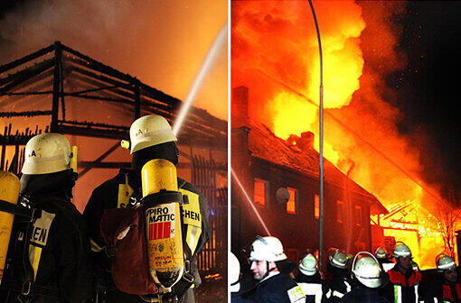 Die Feuerwehr konnte ein Abbrennen der Lagerhalle nicht mehr verhindern.