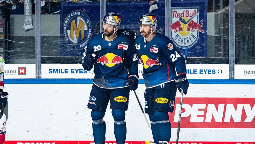 Derzeit in Topform: Andreas Eder (l., vier Tore in den vorigen fünf Einsätzen) und sein Vorlagengeber Jonathon Blum (r., sechs Assists).