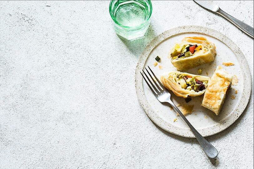 In einen Rumford Strudel kann alles mögliche, was der Kühlschrank nach den Feiertagen so zu bieten hat.