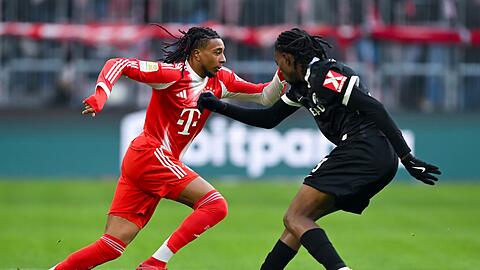 Nicht zu stoppen: Michael Olise (l) war gegen Freiburg an fünf Bayern-Toren direkt beteiligt. Nicht zu stoppen: Michael Olise (l) war gegen Freiburg an fünf Bayern-Toren direkt beteiligt.