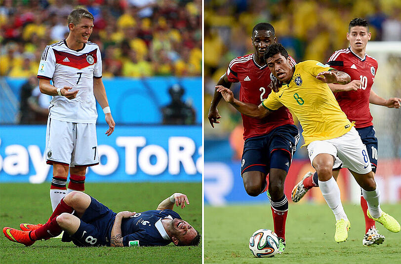 SCHWEINSTEIGER &ndash; PAULINHO: Gegen Frankreich dirigierte Schweinsteiger souverän, er zehrt von seiner Erfahrung, auch wenn er körperlich noch Defizite hat. Paulinho dagegen fehlt die große internationale Reife. Punkt für Deutschland.     Stand: 4,5: 2,5