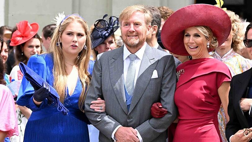 Prominente Hochzeitsgäste: Der niederländische König Willem-Alexander mit Königin Maxima und Tochter Prinzessin Amalia.