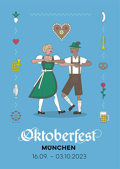 Wie sieht das Oktoberfest-Plakat 2023 aus? 45 Motive stehen zur Auswahl.