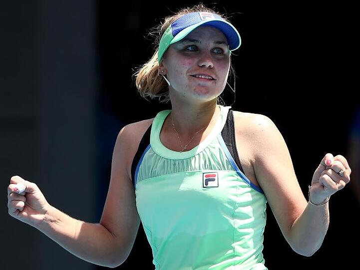 Die US-Amerikanerin Sofia Kenin freut sich in Melbourne über ihren Sieg.