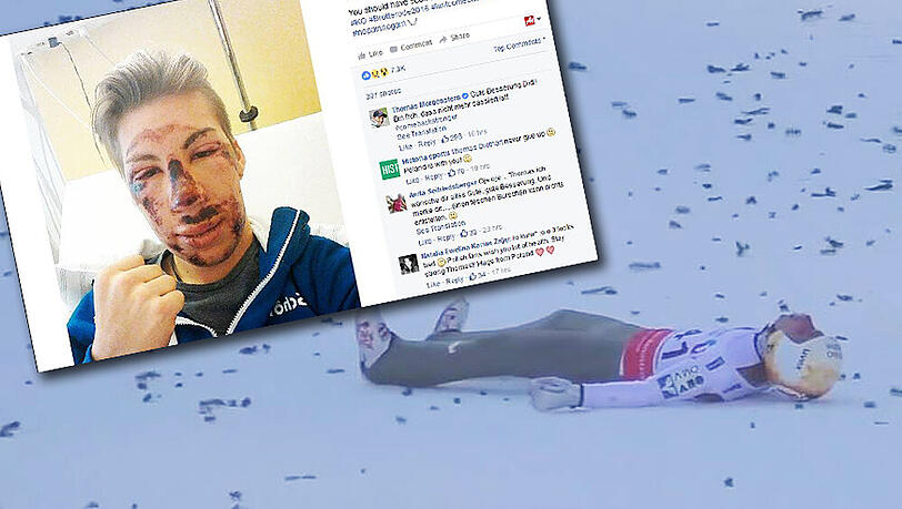 Schickte liebe Grüße an seine Follower: Skispringer Thomas Diethart. Schickte liebe Grüße an seine Follower: Skispringer Thomas Diethart.