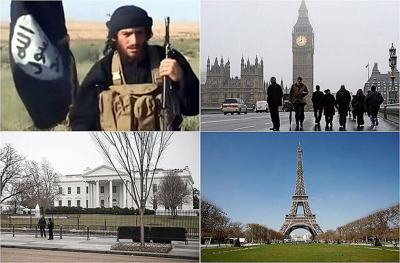 IS-Sprecher Abu Mohammed al-Adnani droht mit einer Expansion auf die arabische Halbinsel, bis nach Pakistan und auch in den Westen, "nachdem wir Euer Leben schwarz und dunkel gemacht haben und wir das Weiße Haus, Big Ben und den Eiffelturm in die Luft gesprengt haben".