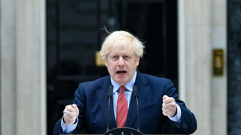 Boris Johnson bei seiner Rede in der 10 Downing Street.