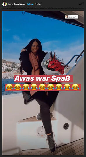 Doch keine Verlobung. Jenny Frankhauser ihre Fans und Follower offenbar veräppelt.