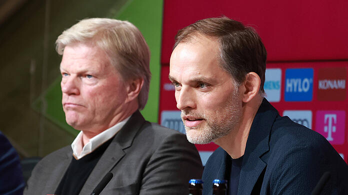 Vorstands-Boss Oliver Kahn (li.) und Bayern-Trainer Thomas Tuchel halten zusammen.