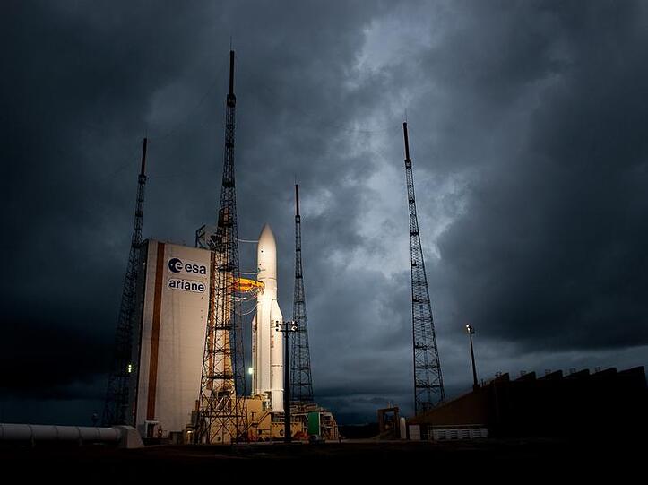Ariane 5 im Raumfahrtzentrum Kourou im südamerikanischen Französisch-Guayana.
