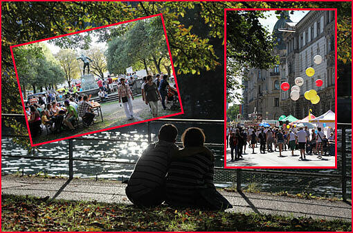 Egal ob auf dem Isarkanal oder der Isarinsel, am Kabelsteg, Vaterrheinbrunnen oder in der Steindorfstraße: Beim Isarinselfest 2012 war einiges geboten - und dank sonnigem Wetter auch einiges los.