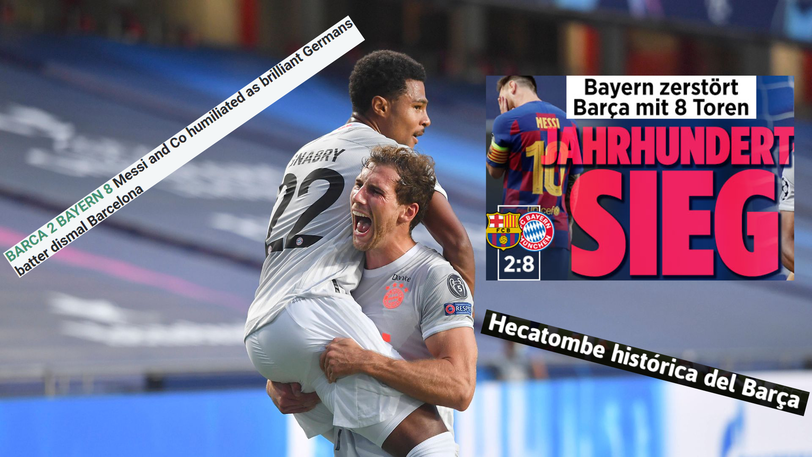 Die internationale Presse staunt nach dem 8:2-Erfolg gegen Barcelona über die Super-Bayern. Die AZ hat die besten Schlagzeilen gesammelt.