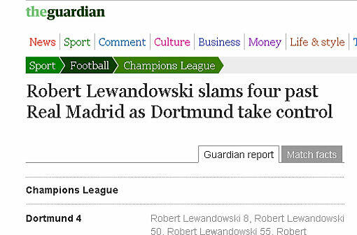 "Vier Tore und Dortmund übernimmt die Kontrolle", schreibt der Guardian