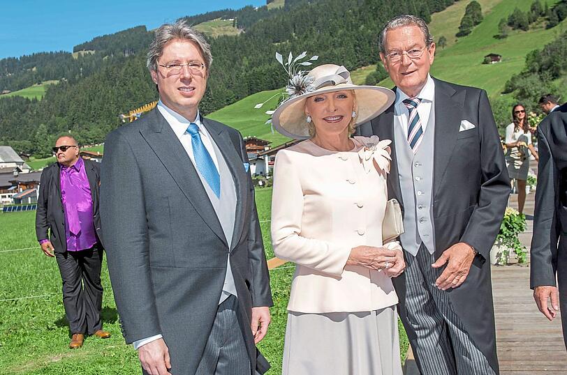 Multi-Millardärin Maria-Elisabeth Schaeffler mit Mann, Ex-BDI-Präsident Jürgen Thumann, und ihrem Sohn Georg Schaeffler.