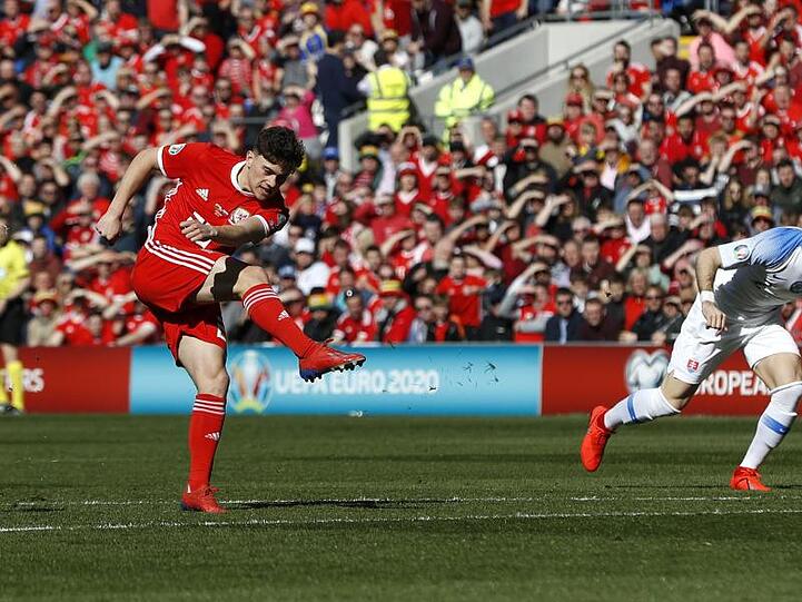 Daniel James (l) erzielte für Wales das Tor des Tages.