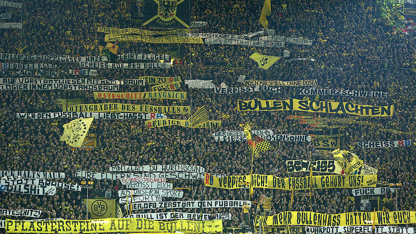 Blick auf die Dortmunder Südtribüne während der Partie gegen RB Leipzig am 4. Februar.