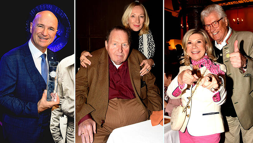 Freuen sich für Wolfgang Krebs (li.): Ottfried und Ehefrau Simone Fischer sowie Marianne und Michael Hartl.