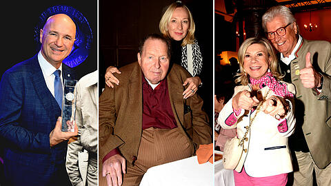 Freuen sich für Wolfgang Krebs (li.): Ottfried und Ehefrau Simone Fischer sowie Marianne und Michael Hartl.