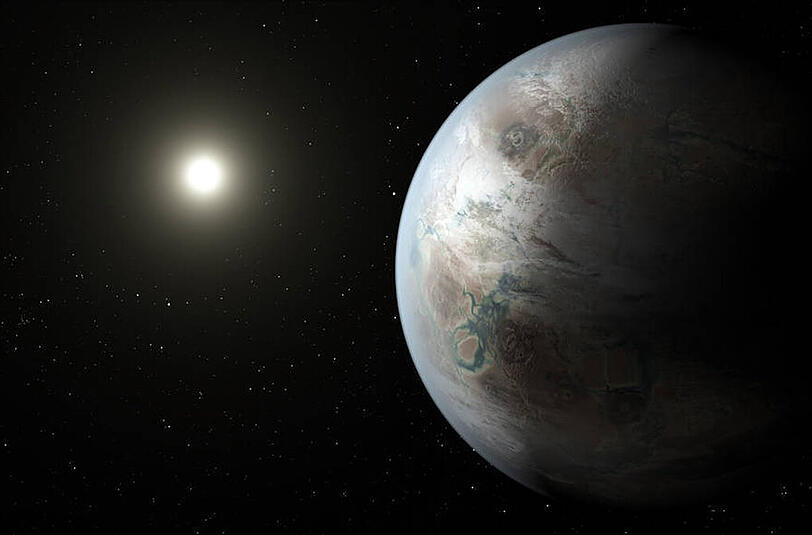 Eine Grafik der Nasa zeigt den erdähnlichen Planeten "Kepler-452b".