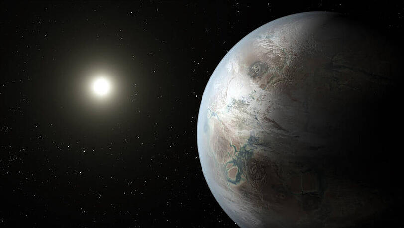 Eine Grafik der Nasa zeigt den erdähnlichen Planeten "Kepler-452b". Eine Grafik der Nasa zeigt den erdähnlichen Planeten "Kepler-452b".