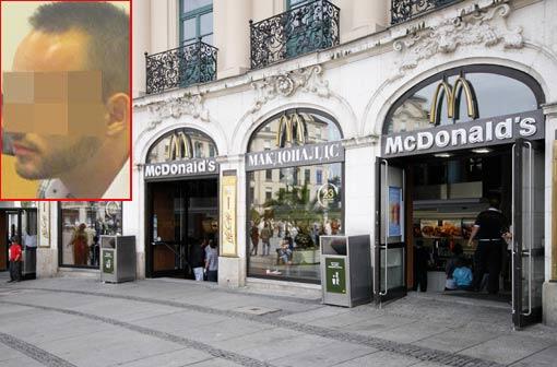 Tatort McDonald&rsquo;s am Stachus: Hier kam es zu den tödlichen Schlägen. Peter T. (kl. Bild) wurde zu 7,5 Jahren Haft verurteilt.