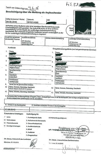Einen Termin zur Aktenanlage hat beispielsweise dieser Asylbewerber bekommen für den 6. Juni 2016 - den Bescheid dazu bekam er am 1. Oktober.