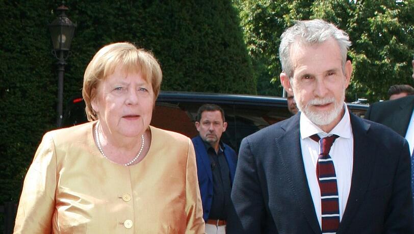 Angela Merkel und Ulrich Matthes in Bayreuth.