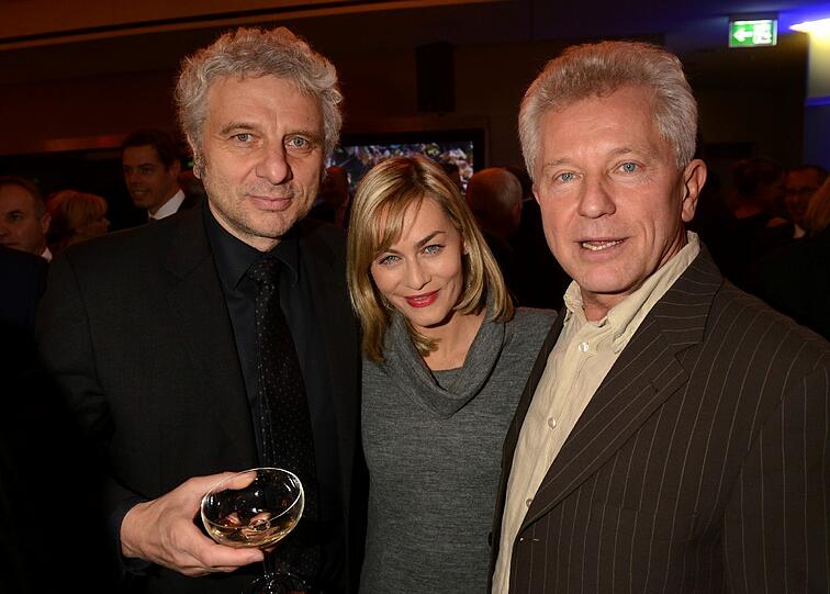 Schauspielkollegen Udo Wachtveitl (l),  Miroslav Nemec und Gesine Cukrowski.