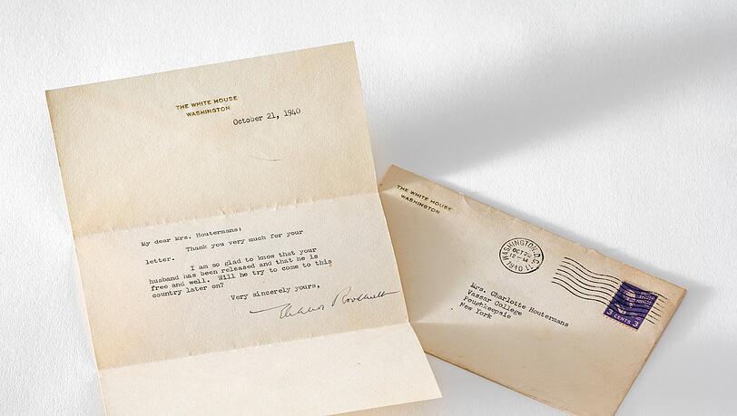 Brief von First Lady Eleanor Roosevelt an Charlotte Houtermans (1940).