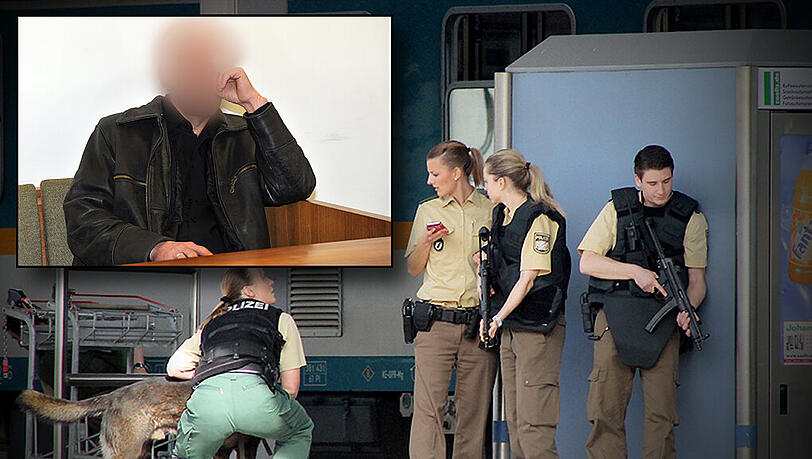 21. März 2014: Schwer bewaffnete Polizisten durchsuchen den Zug, in dem der Verurteilte die Schüsse abgegeben hatte. Jetzt wurde der Mann zu lebenslanger Haft verurteilt. 21. März 2014: Schwer bewaffnete Polizisten durchsuchen den Zug, in dem der Verurteilte die Schüsse abgegeben hatte. Jetzt wurde der Mann zu lebenslanger Haft verurteilt.