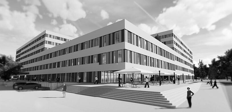 Wenn es pünktlich losgeht mit dem Baubeginn, soll der mächtige neue Komplex Ende 2024 fertig sein und eröffnen.