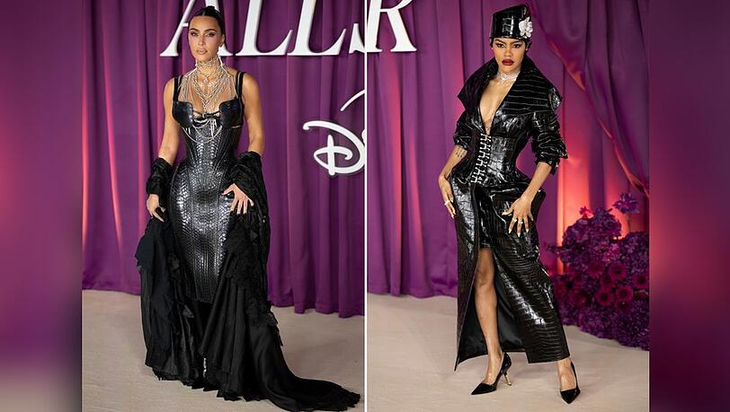 Kim Kardashian und ihre Kollegin Teyana Taylor im düsteren Partnerlook.