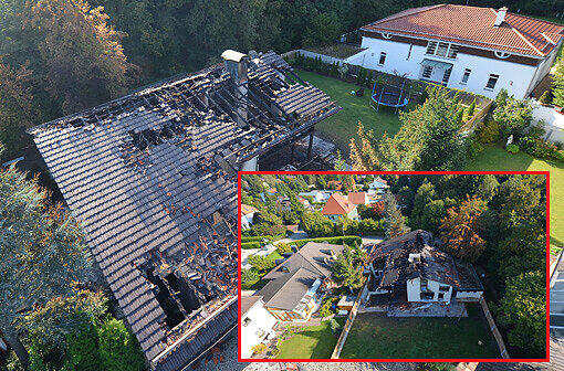Neue Bilder aus der Luft dokumentieren das Ausmaß des Feuers in Grünwald...