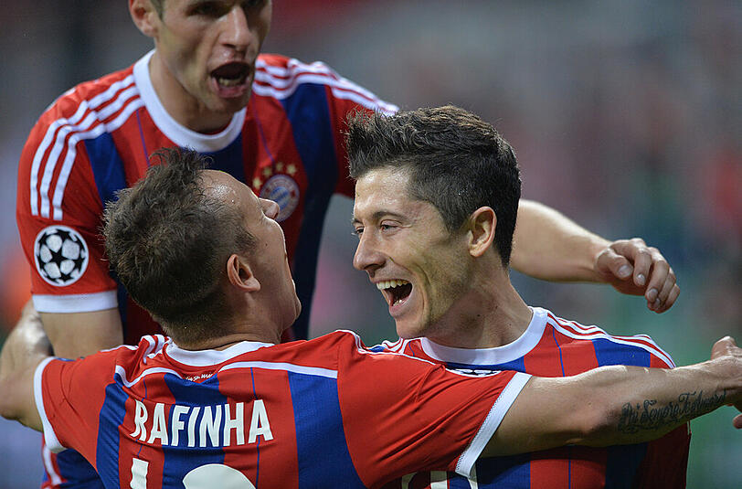 Die Jubel-Bayern: Thomas Müller, Mario Götze und Robert Lewandowski.