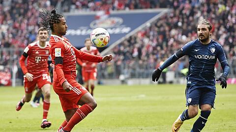 Neuer Rasta-Zopf-Frisur und sein neuntes Tor in dieser Bundesliga-Saison: Bayern-Star Serge Gnabry im Spiel gegen Bochum.