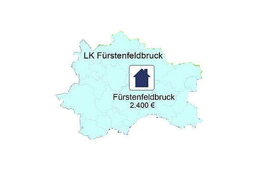 Das Umland: Je dunkler die Karte, desto höher die Kaufkraft. Dazu: Die Quadratmeterpreise für Eigentumswohnungen.