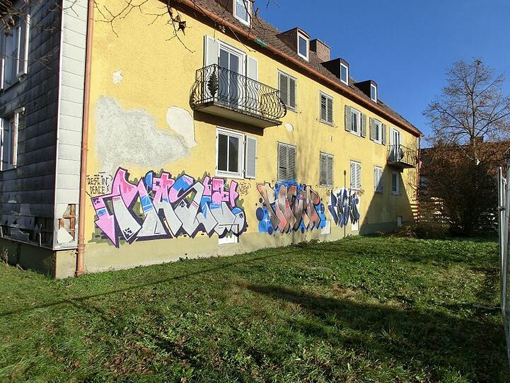 Graffiti-Künstler haben im Harthof Abrisshäuser gekonnt verschönert.