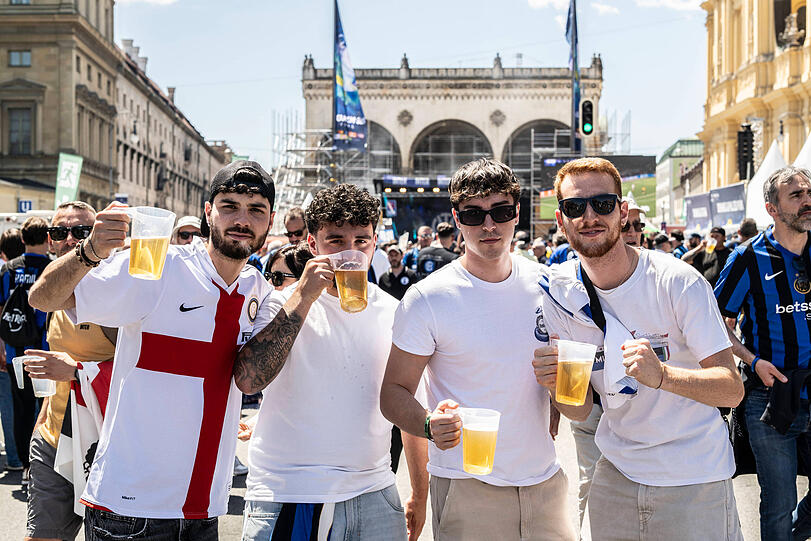 Inter-Mailand-Fans am Odeonsplatz 2025. Inter-Mailand-Fans am Odeonsplatz 2025.